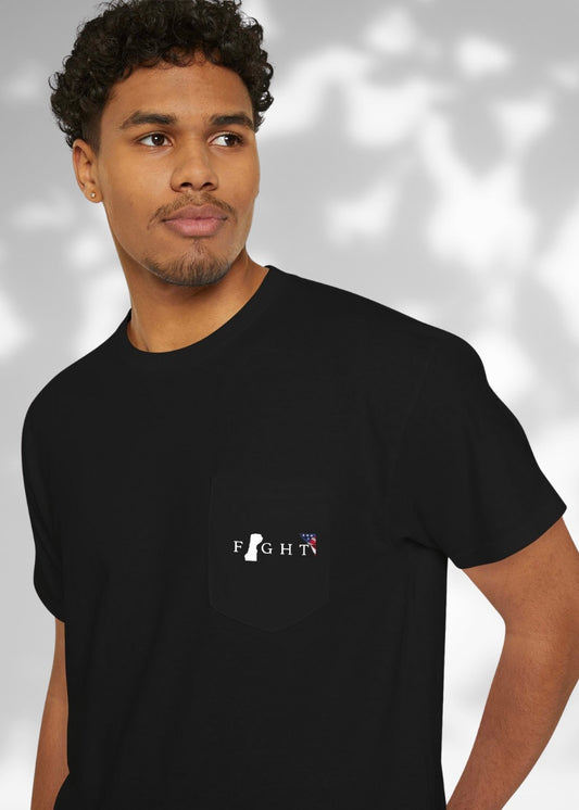 Trump Fight 713 Unisex Pocket T-Shirt White Print